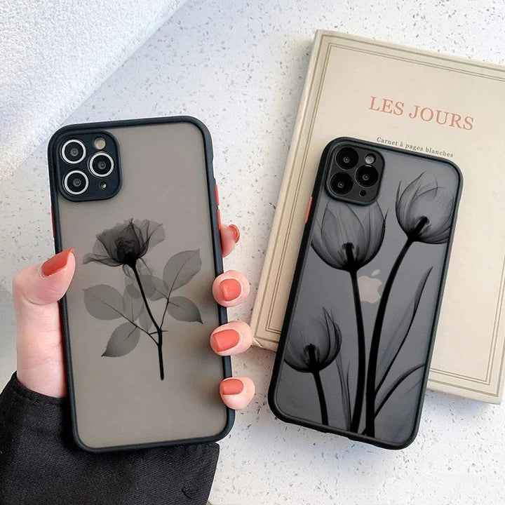 Slim women's iPhone case: Midnight Blossom floral print. MagSafe compatible, provides strong drop and scratch protection.