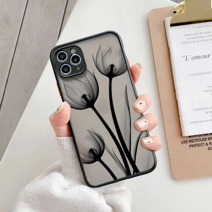 Stylish women's Midnight Blossom iPhone case, matte finish. Elegant floral print, slim profile, and phone protection.