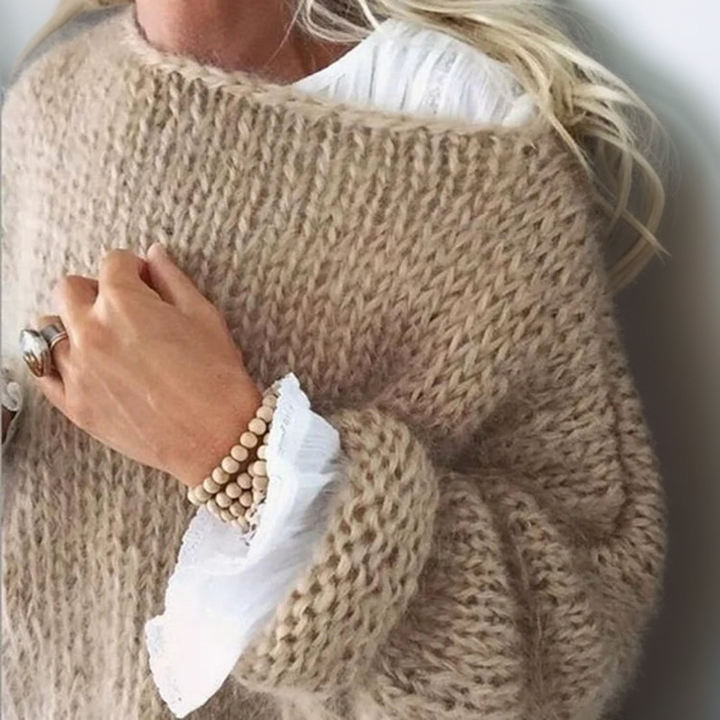 Milena Women's Sweater: Comfortable round neck top with relaxed fit. Stylish and versatile for everyday fashion.