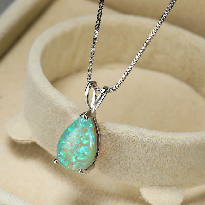 Women's opal drop necklace, rose gold plated. Dainty and minimalist, a cherished gift for her.