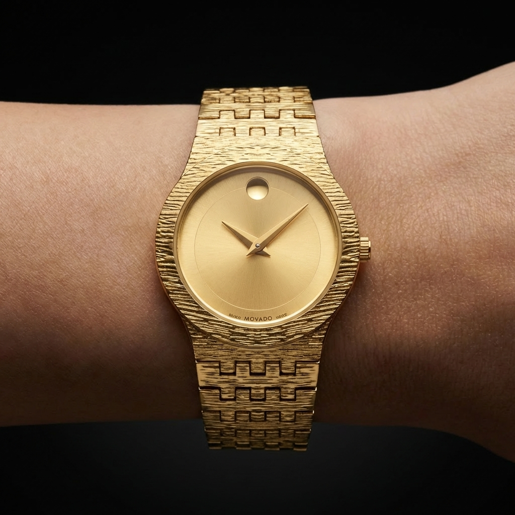 Elegant women's Seraphine watch, minimalist design with a delicate gold band and classic black face, a timeless accessory.