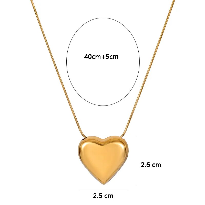 Simple elegant women's heart pendant necklace. Minimalist stainless steel jewelry, delicate fashion piece, gift for her.