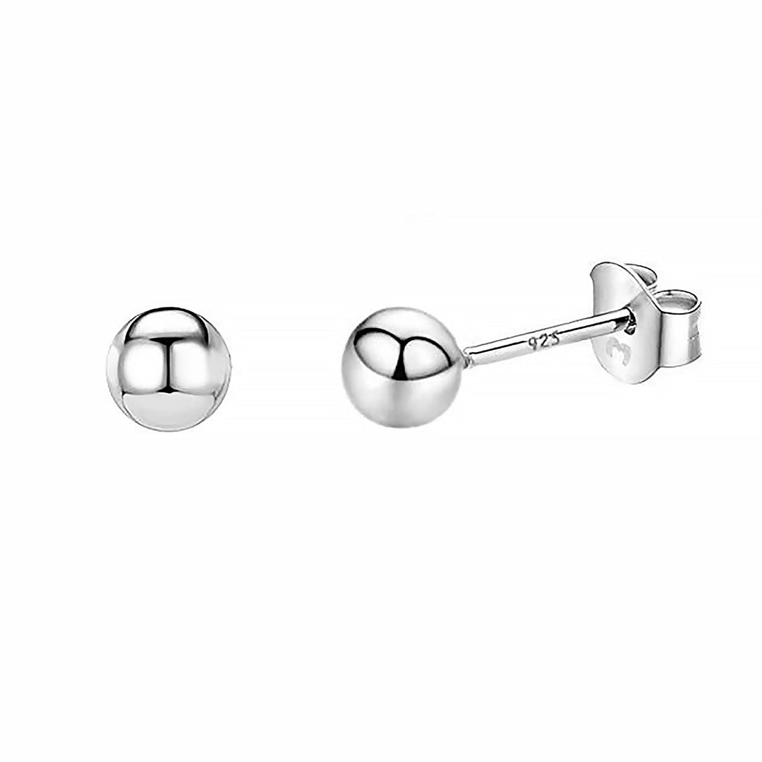 Simple sterling silver & 18K gold plated minimalist stud earrings for women. Delicate design.