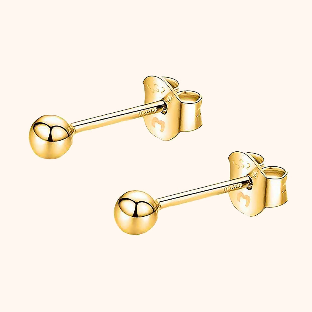 Premium sterling silver minimalist stud earrings, beautifully 18K gold plated for women.