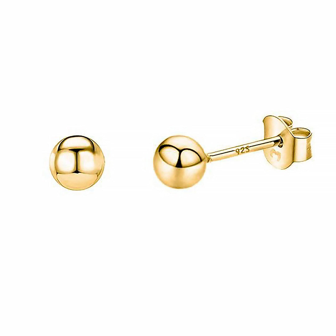 Elegant gold plated sterling silver stud earrings. Minimalist design, perfect for women.