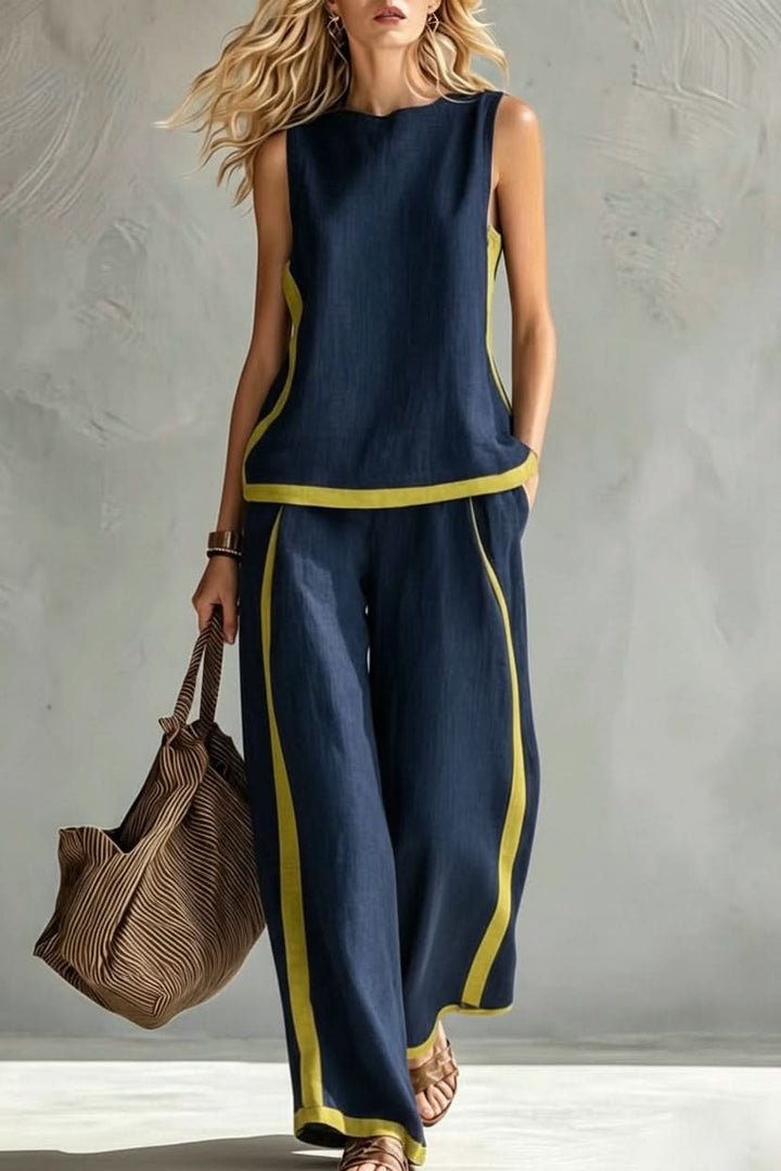 Comfortable women's minimalist two-piece set for seamless commutes & stylish casual occasions.