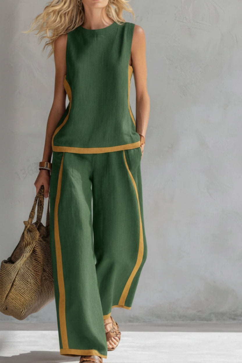 Stylish women's minimalist two-piece set, designed for ease, comfort, and chic versatility.