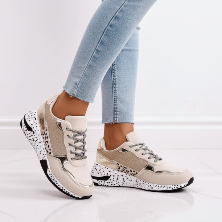 Ergonomic women's comfort shoes, synthetic leather Miranda sneakers with sole profile