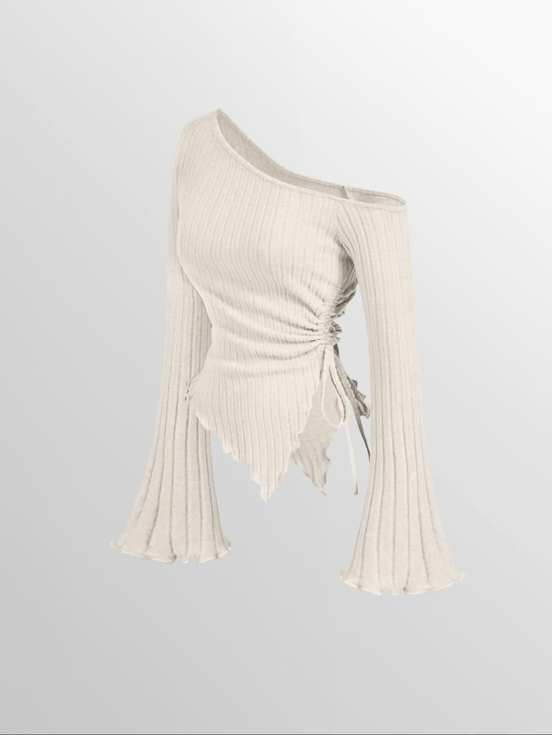 Elegant women's one-shoulder top, perfect for going out or parties. Flattering asymmetric modern style.