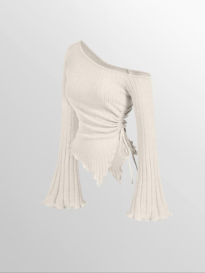 Elegant women's one-shoulder top, perfect for going out or parties. Flattering asymmetric modern style.