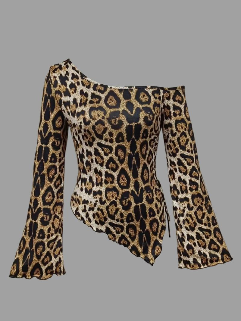 Unique women's one-shoulder top featuring a modern asymmetric design. Stylish & versatile for any occasion.