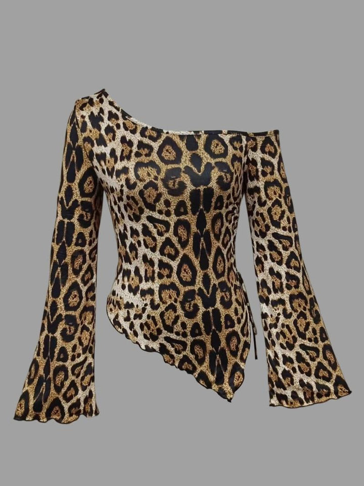 Unique women's one-shoulder top featuring a modern asymmetric design. Stylish & versatile for any occasion.