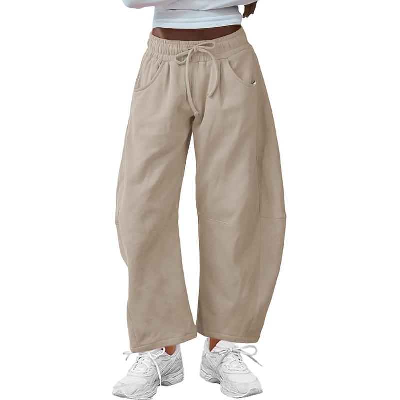 Versatile women's barrel-leg pants, relaxed fit and stylish for casual outings or everyday comfort.