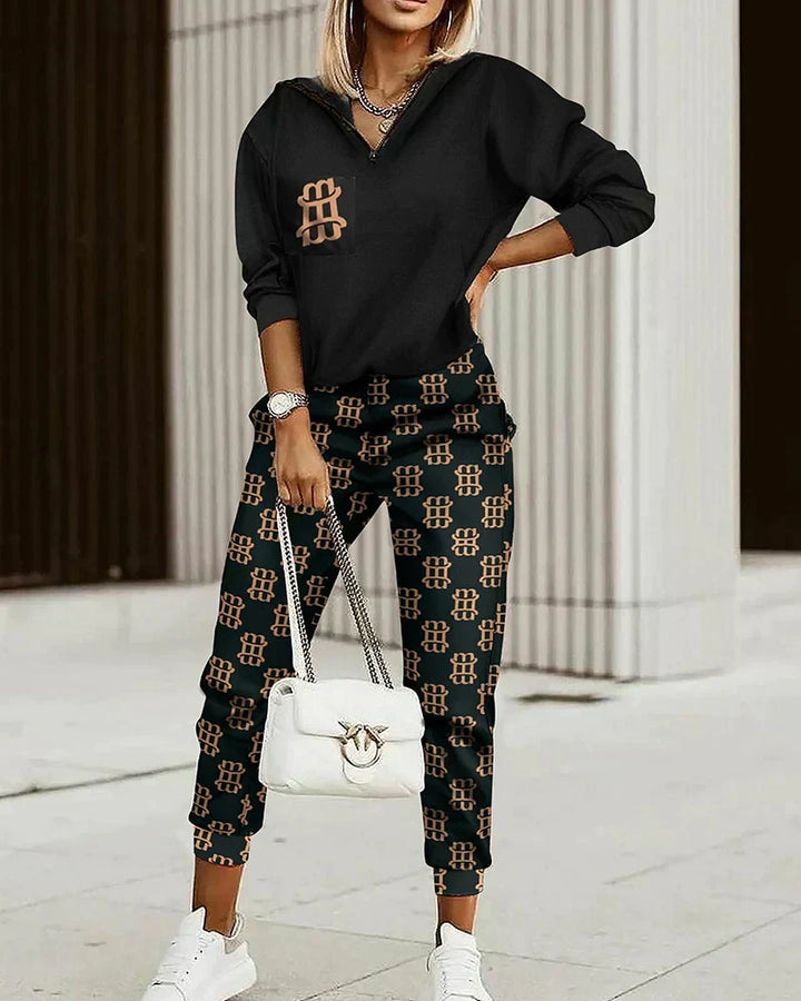Mira women's modern tracksuit, a chic two-piece activewear set, perfect for athleisure & modern comfort style.