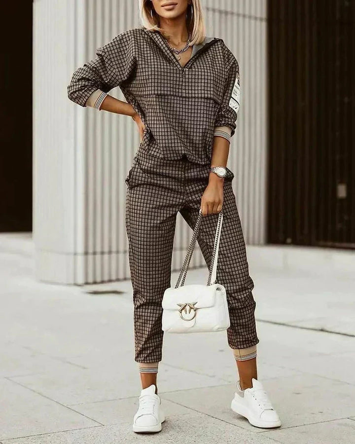 Mira women's modern comfort tracksuit, a fashionable two-piece apparel set for loungewear and active style.