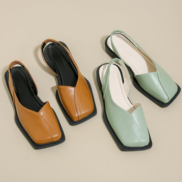 Women's modern square toe slip-on flats, perfect for comfortable everyday casual and chic wear.