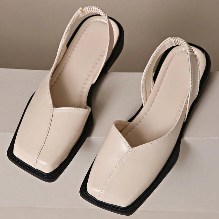Fashionable women's square toe slip-on flats, versatile for comfortable work wear and casual outings.
