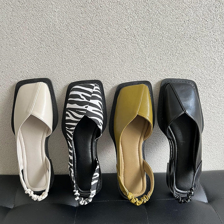 Easy slip-on women's square toe flats, offering comfort and chic style for everyday and work fashion.