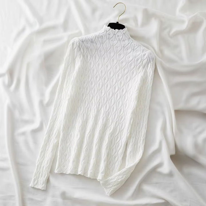 Soft, luxurious women's cashmere blend turtleneck sweater, perfect for cozy autumn and winter wear.