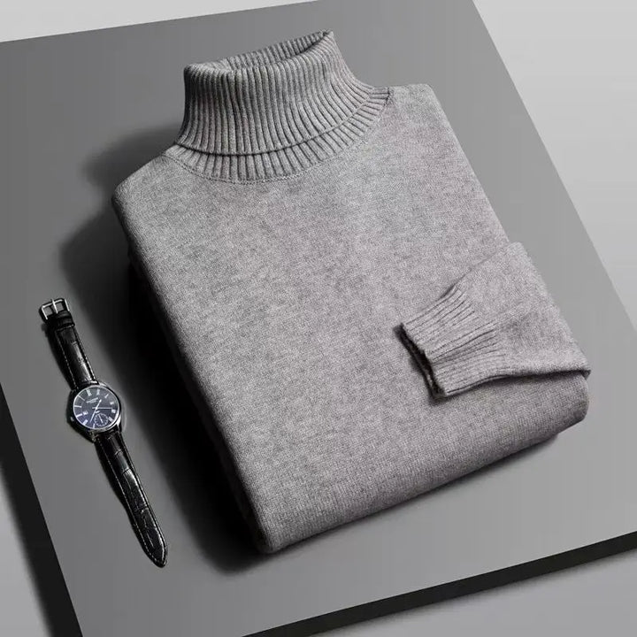 Soft women's knit turtleneck sweater, ideal for versatile fall layering & everyday comfort.