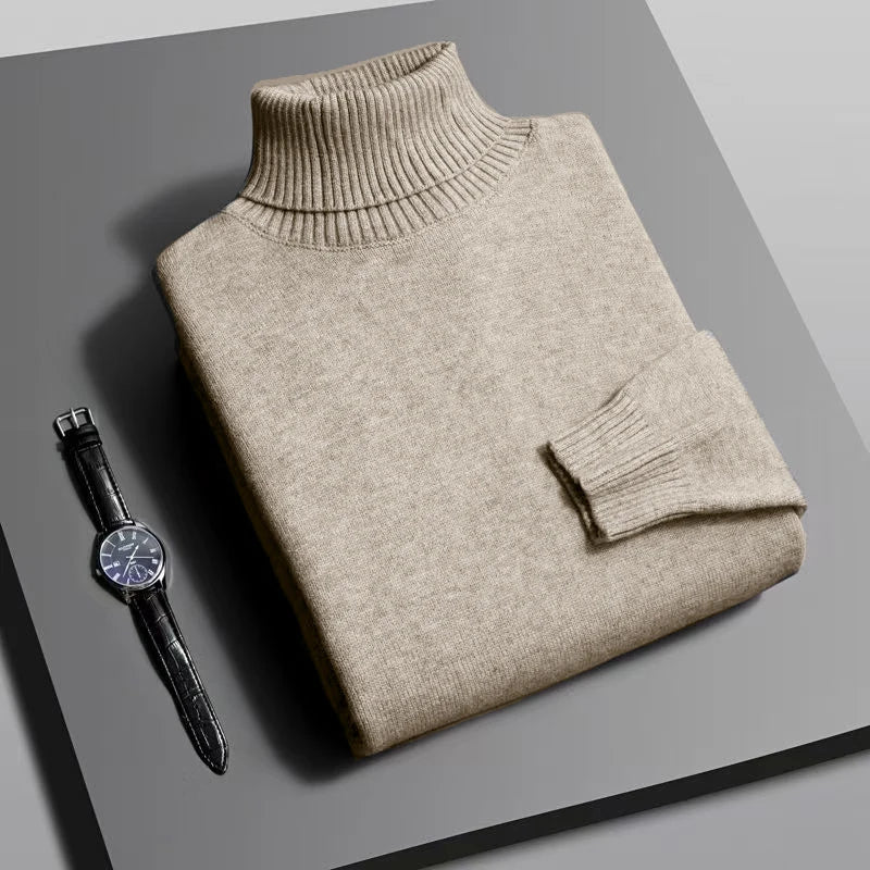Versatile women's fall fashion: an elegant knit turtleneck sweater for warmth & sophisticated layering.