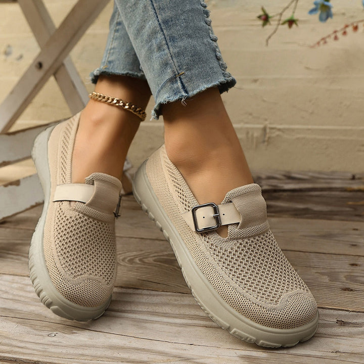 Close-up of black Monaco slip-on loafers, highlighting ergonomic design and soft upper for foot health.