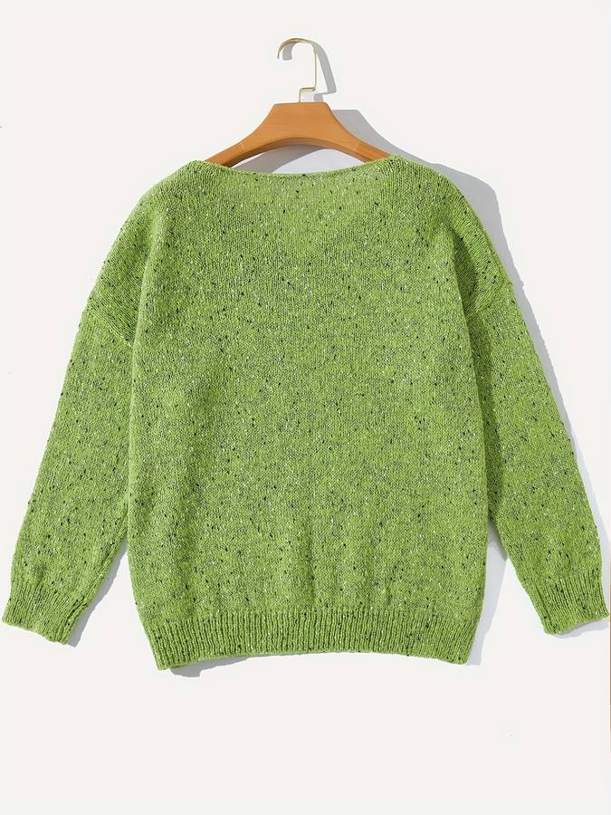 Comfortable women's multicolored wool loose fit pullover sweater.