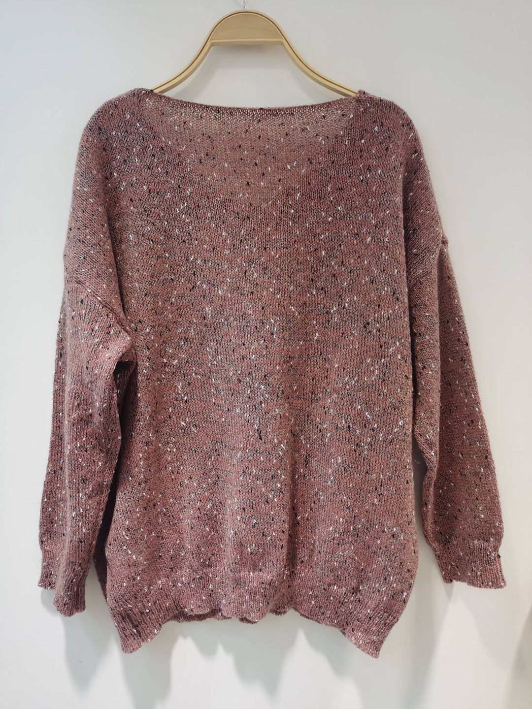 Loose fit women's multicolored wool pullover sweater, perfect for everyday casual style.