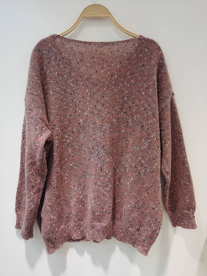 Loose fit women's multicolored wool pullover sweater, perfect for everyday casual style.