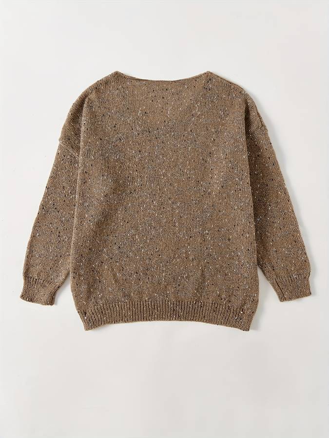 Stylish women's multicolored loose fit pullover sweater, ideal for casual everyday outfits.