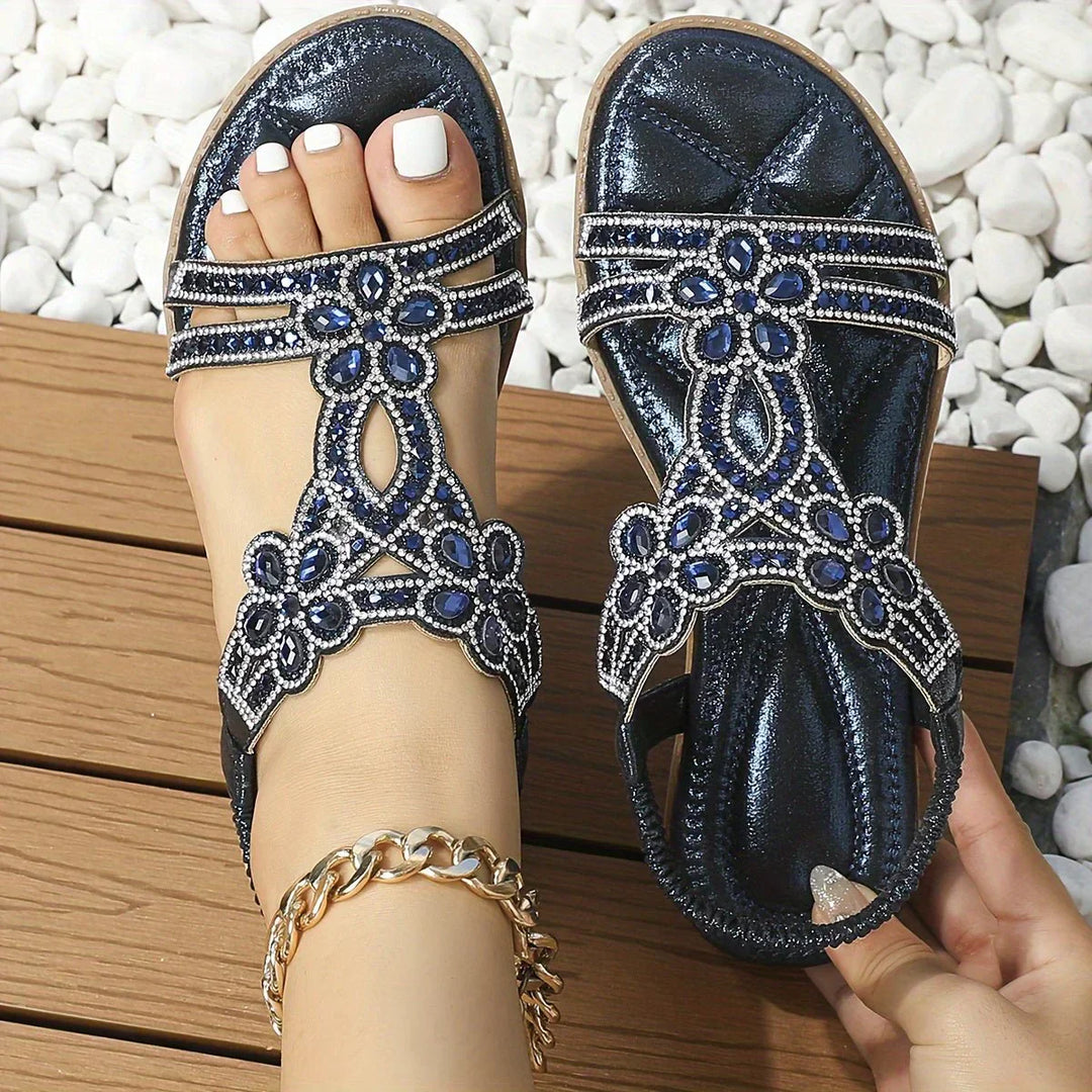 Women's Naima bohemian beach sandals with elastic straps, perfect for summer.