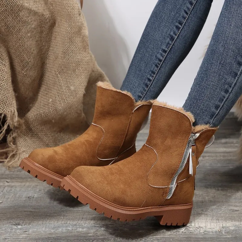Cozy women's Nara slip-on flat winter boots, offering warmth and comfort for cold weather casual outfits.