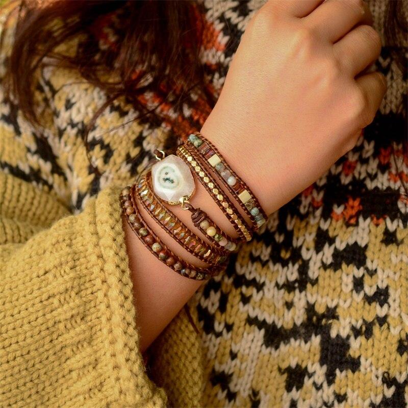 Handmade Agate Moonlight Wrap Bracelet, a stylish and spiritual women's accessory