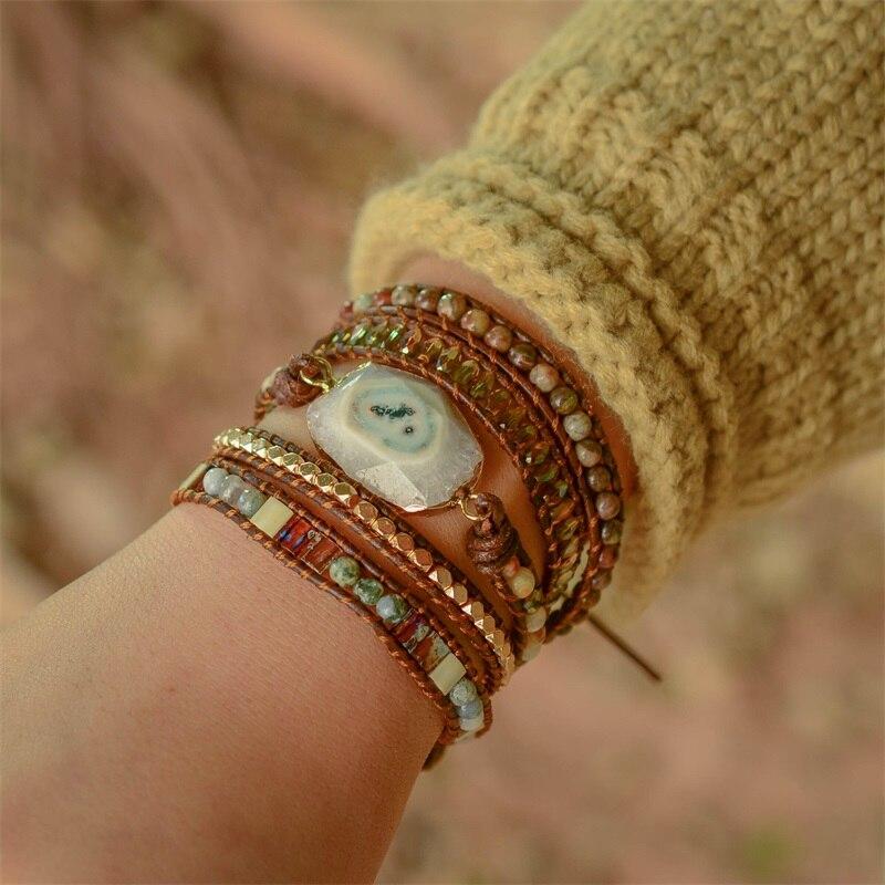 Lunara Agate Moonlight Wrap Bracelet, a unique gemstone accessory for women's fashion