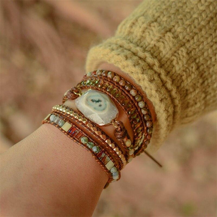 Lunara Agate Moonlight Wrap Bracelet, a unique gemstone accessory for women's fashion