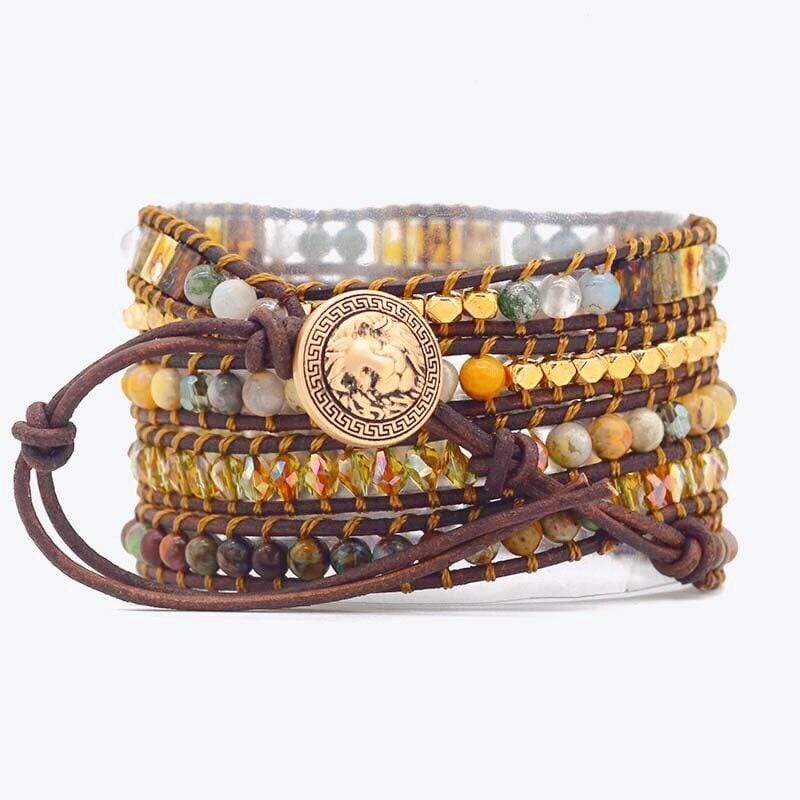 Women's natural agate wrap bracelet, versatile boho jewelry with authentic gemstones