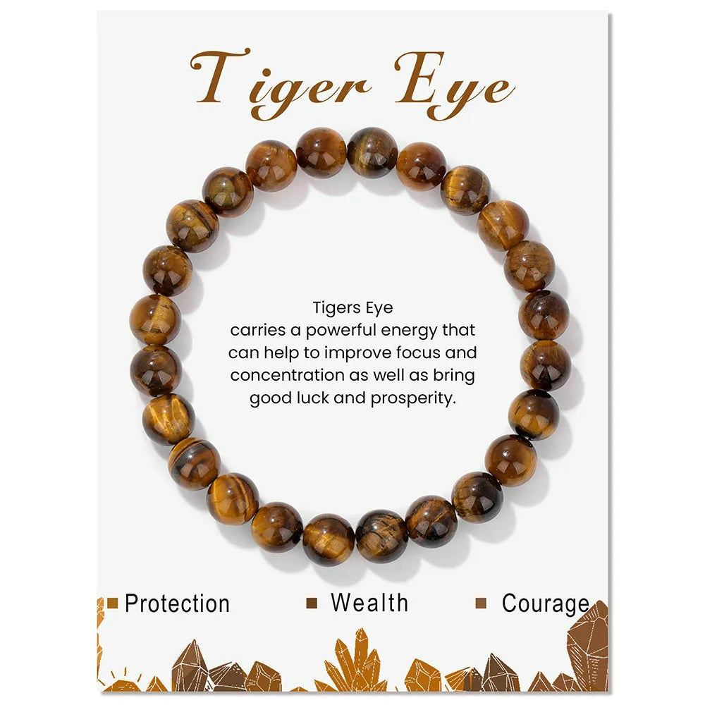 Beaded healing crystal bracelet, natural stone energy for women.