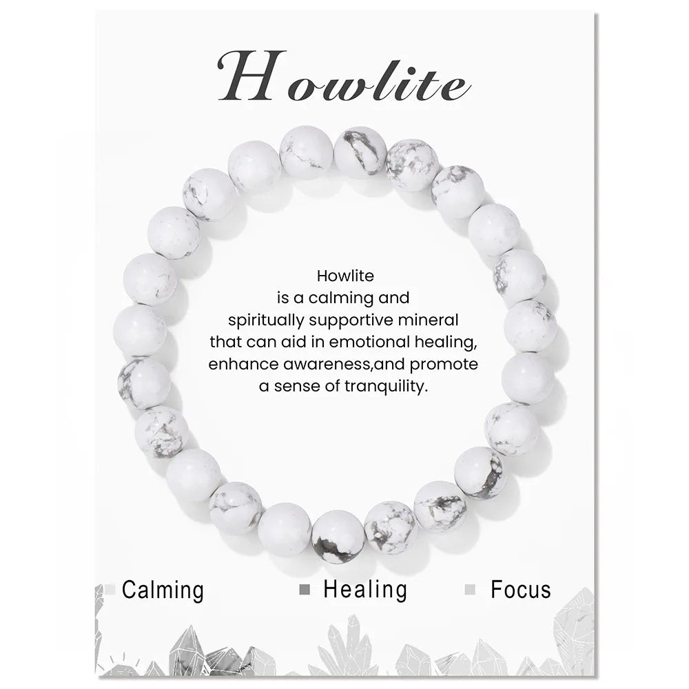 Beaded natural stone healing bracelet, spiritual gift for women.