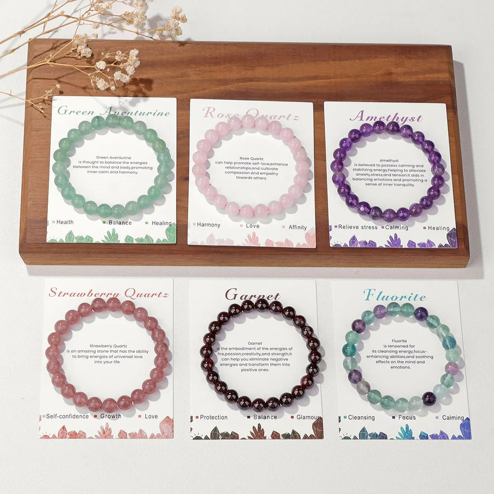 Mindfulness gift: women's natural crystal energy healing jewelry.