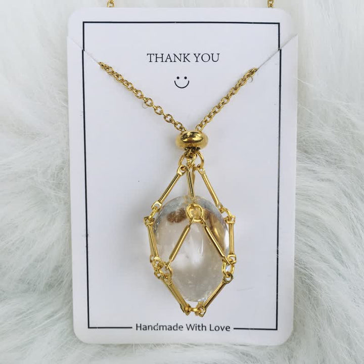 Women's natural healing crystal necklace. Elegant pendant on a silver chain.