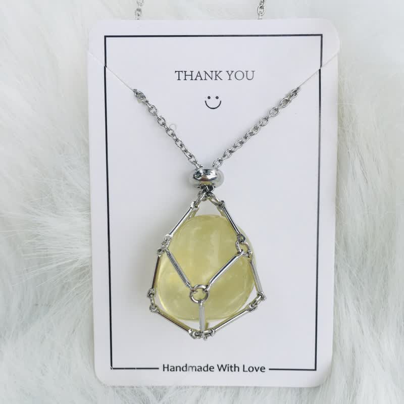 Silver chain women's healing crystal pendant. Natural stone for spiritual well-being.