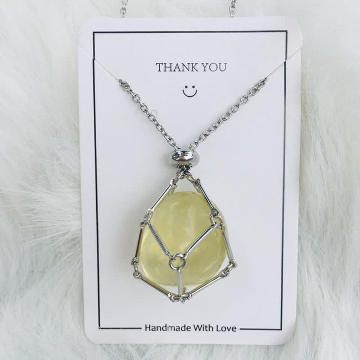 Silver chain women's healing crystal pendant. Natural stone for spiritual well-being.
