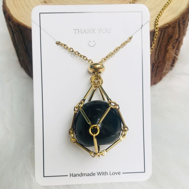 Silver tone women's crystal pendant necklace. Natural stone for daily healing & style.
