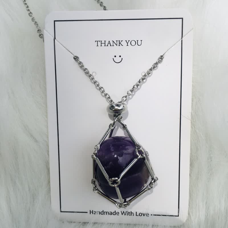 Women's spiritual crystal pendant necklace. Natural healing gemstone on silver chain.