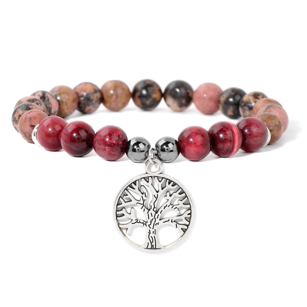 Women's Natural Crystal Tree of Life bracelet, adjustable spiritual gemstone jewelry.