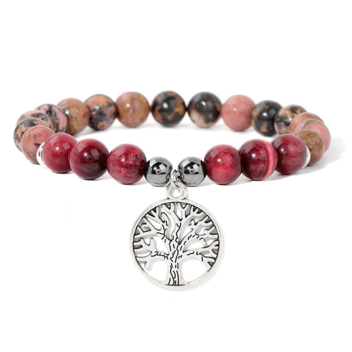Women's Natural Crystal Tree of Life bracelet, adjustable spiritual gemstone jewelry.