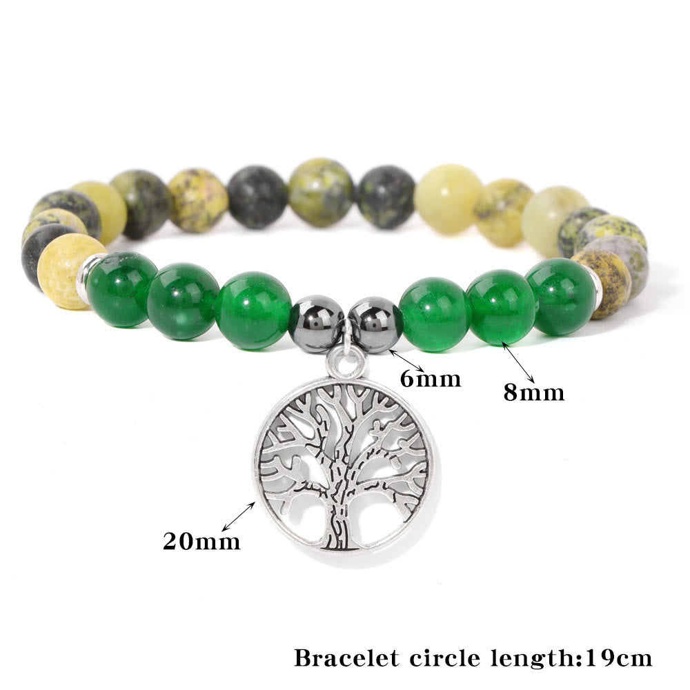 Spiritual natural crystal Tree of Life bracelet, women's adjustable gemstone jewelry.