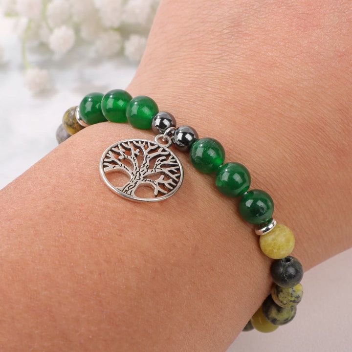 Crystal Tree of Life bracelet, women's adjustable spiritual gemstone jewelry.