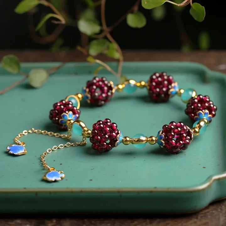 Women's natural garnet healing bracelet, featuring genuine gemstone beads for spiritual well-being & style.