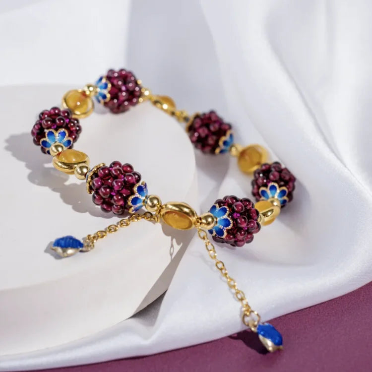 Handcrafted natural stone garnet bracelet for women, a powerful healing crystal accessory and stylish gift.